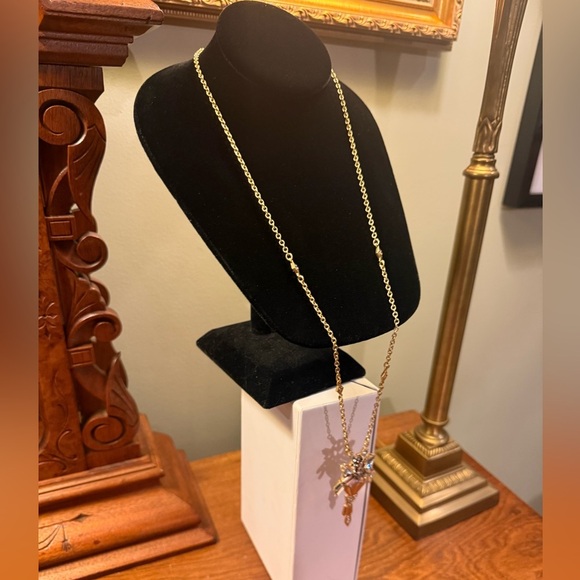 J. Crew Gold and Silver Crystal Art Deco Pendant 32”Necklace - Picture 2 of 7